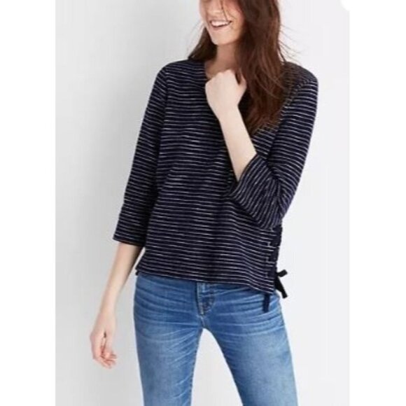 Madewell Tops - Madewell Striped Side Lace Top Pop On Cotton Women's Top Size XS